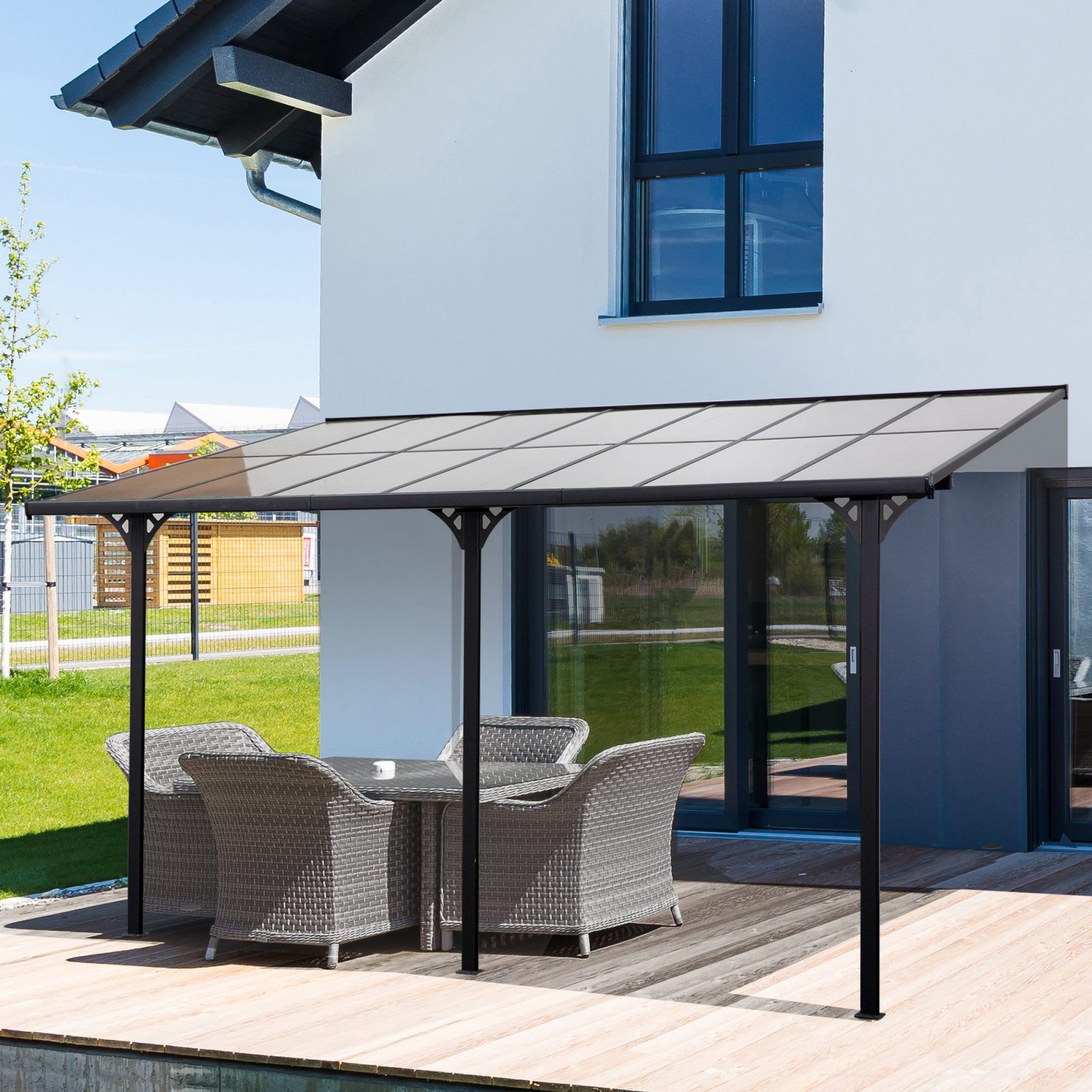 Outsunny 10' x 13' Outdoor Pergola Aluminum Gazebo w/ Retractable Canopy  for Patio, Backyard, Party, Charcoal Grey Backyard Cover Adjustable  Sunshade