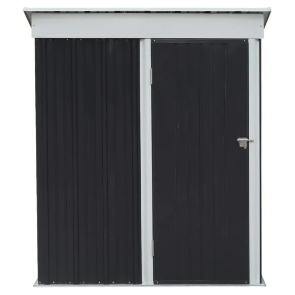 Living and Home 5x3 Metal Pent Shed - Charcoal Black (with built in shelving)