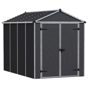 Palram 6x10 Canopia Rubicon Double Door Plastic Shed - Dark Grey