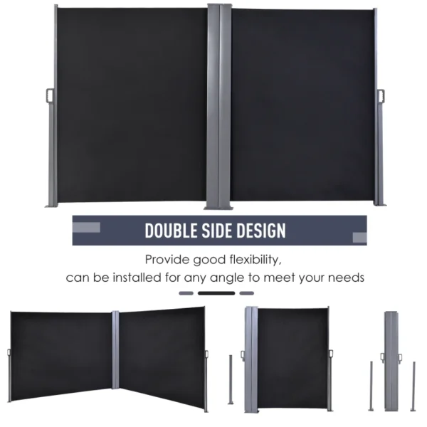 Outsunny 20'x5' Dual Retractable Awning Fence Screen - Dark Grey - Image 10