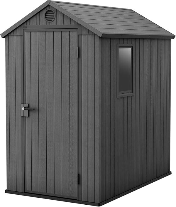 Keter 4'x6' Darwin Heavy Duty Plastic Garden Shed - Grey - Image 3