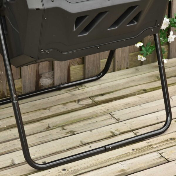 Outsunny 160L Tumbling Dual Plastic Compost Bin - Black - Image 8