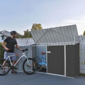 Absco 7'x2.5' Metal Bicycle Shed - Woodland Grey (with Anchor Kit)
