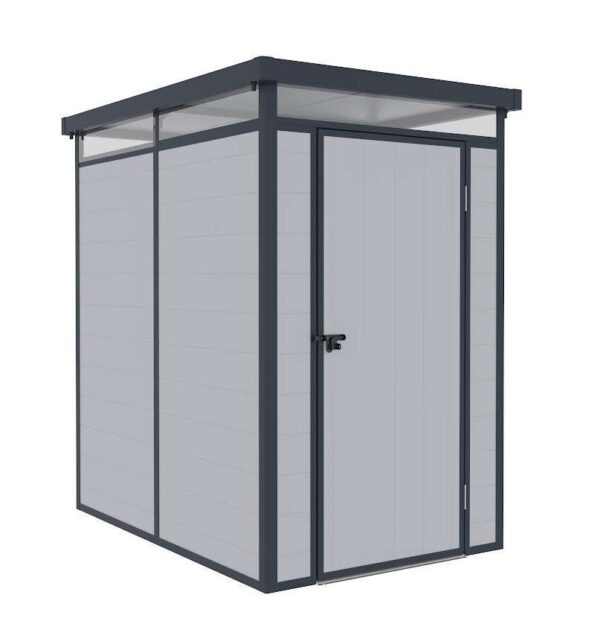 New Lotus Curo 4x6 Plastic Tool Shed - Light  and Dark Grey