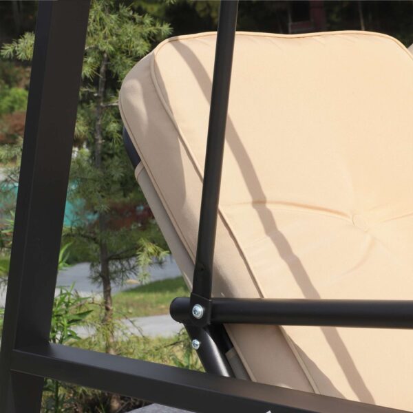 Outsunny 2 Seater Garden Outdoor Swing Chair Lounger Hammock Bench - Beige - Image 9