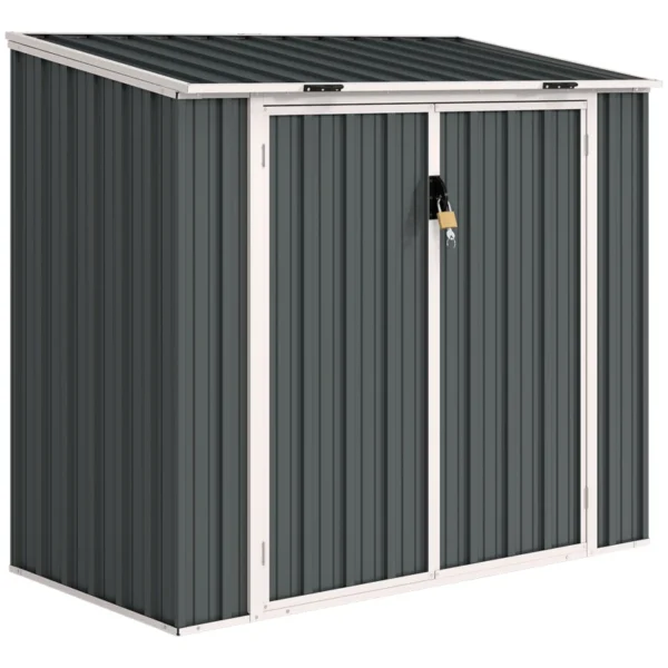 OutSunny 5x3 Double Metal Bin Store - Grey. - Image 9