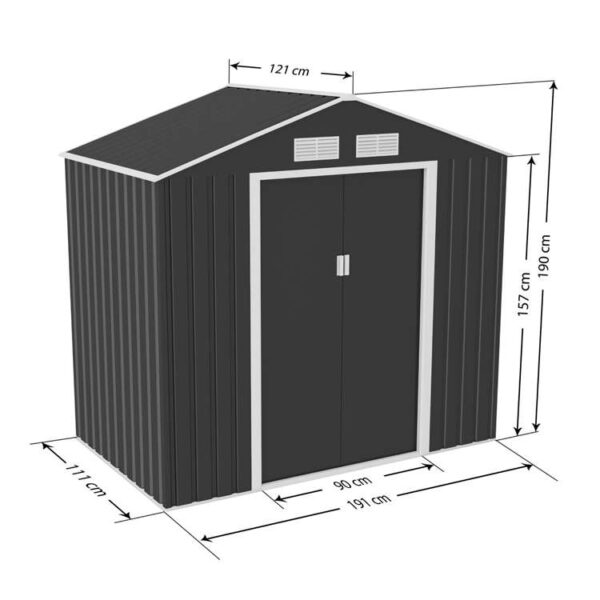 New Lotus Hera 7'x4' Apex Metal Shed with Foundation Grid - Image 5