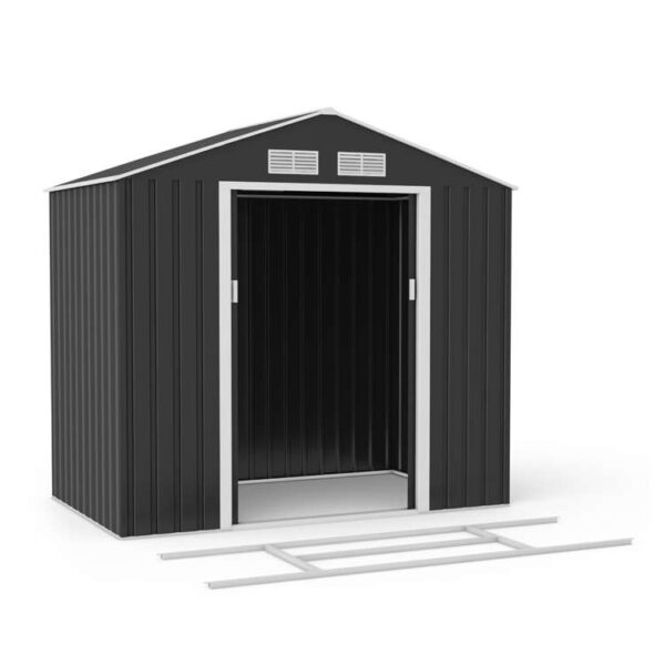 New Lotus Hera 7'x4' Apex Metal Shed with Foundation Grid - Image 3