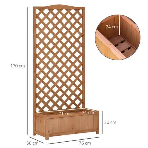 Outsunny Timber Planter Garden Wooden Planter Box with Trellis - Image 4