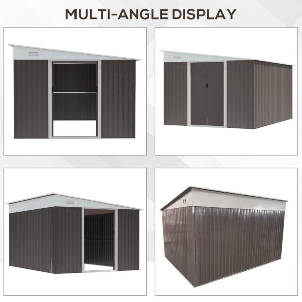 Outsunny 9ft x 11ft Metal  Pent Garden Shed -Grey - Image 6