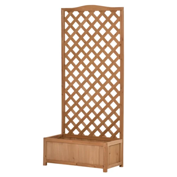 Outsunny Timber Planter Garden Wooden Planter Box with Trellis