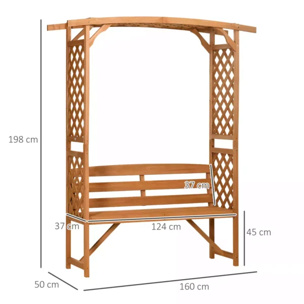 Outsunny Timber Patio Garden Bench Arbour - Natural - Image 2