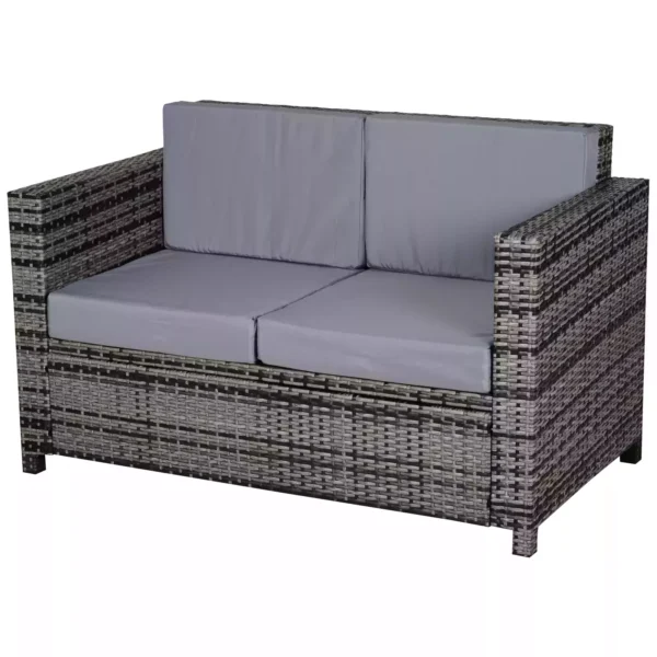 Outsunny Garden Rattan  2 Seater Outdoor Garden Sofa - Grey