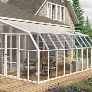 Palram 8x18 Sunroom Lean To Greenhouse  - White (Hybrid Glazing)