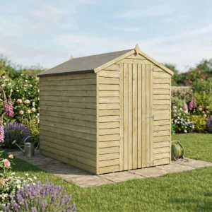 Mercia 7x5 Overlap Apex Green Dipped Treatment  Timber Shed - Windowless  (Expected into warehouse 19/06/2026)