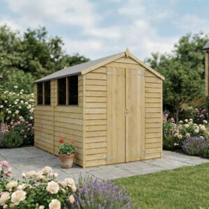 Mercia 10x6 Overlap Green Dipped Treatment Apex Timber Shed - Double Door