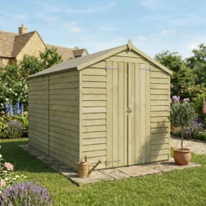 Mercia 10x6 Overlap Green Dipped Treatment Apex Timber Shed - Windowless Double Door