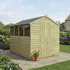 Mercia 8x6 Overlap Green Dipped Treatment Apex Timber Shed