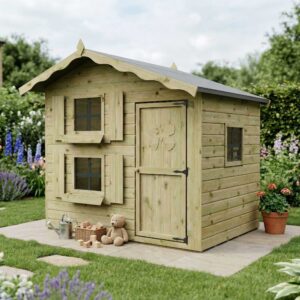 Mercia 7'x5' Double Storey Snowdrop Green Dipped Treatment Timber Playhouse