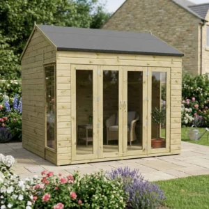 Mercia 8'x 8' Vermont Green Dipped Treatment Shiplap Timber Summerhouse (Expected into warehouse 14/04/2026)