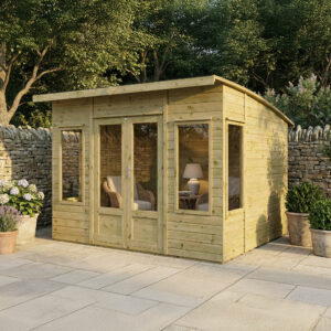 Mercia 10'x 8' Premium Helios Green Dipped Treatment Traditional Summerhouse - Curved Roof