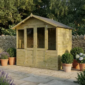 Mercia 7'x 5' Traditional Green Dipped Treatment Timber Summerhouse