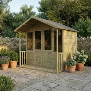 Mercia 7'x 7' Traditional Green Dipped Treatment Timber Summerhouse