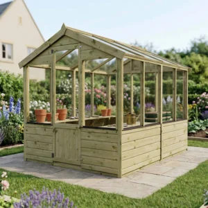 Mercia 8'x6' Traditional Green Dipped Treatment Timber Greenhouse