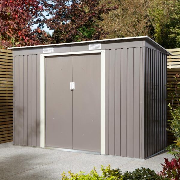 Trentvale 8x4 Metal Pent Shed Light Grey - Image 3