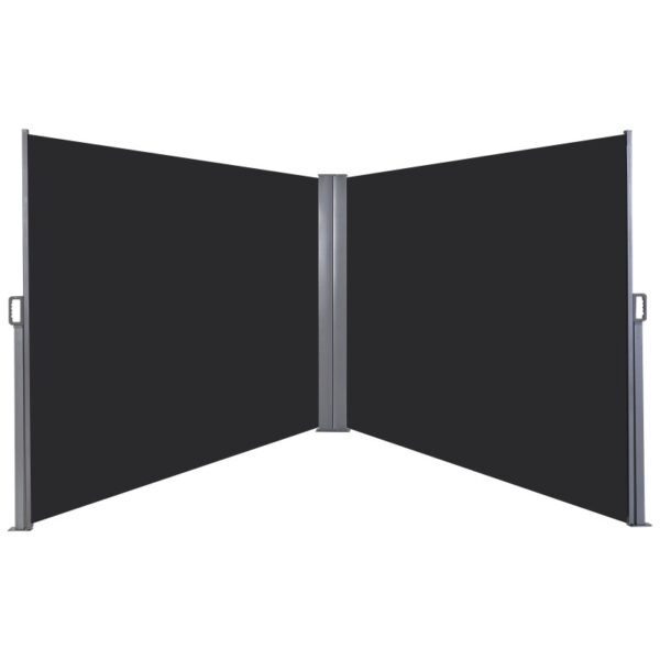 Outsunny 20'x5' Dual Retractable Awning Fence Screen - Dark Grey