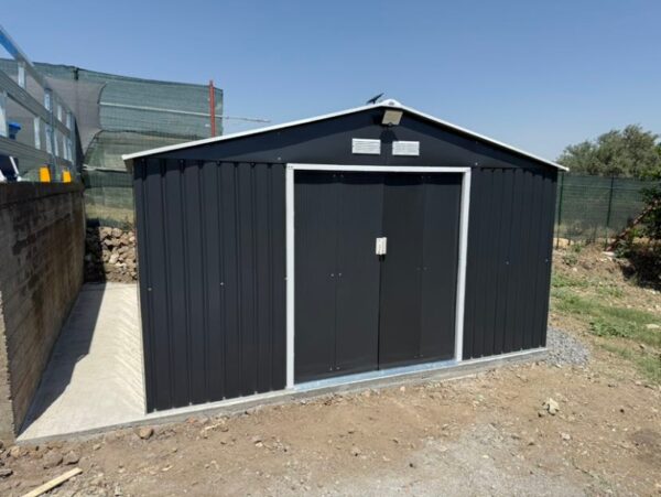 Outsunny 13ft x 11ft Metal Garden Shed with Foundation Grid -Grey - Image 17