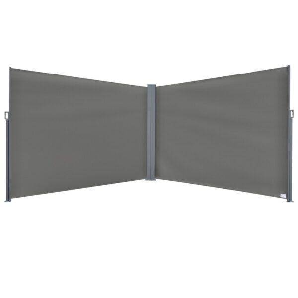 Outsunny 20'x6.5' Dual Retractable Awning Fence Screen - Grey