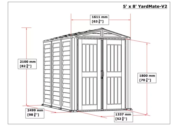 Duramax YardMate 5' x 8' Vinyl Apex Roof Storage Shed - Image 8