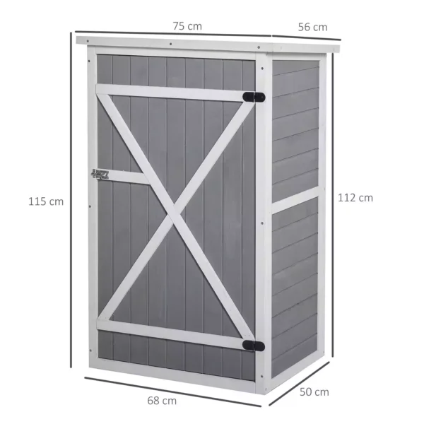 Outsunny Timber 1.8' x 2.4' Small Fir Timber Garden Storage Shed - Grey - Image 2