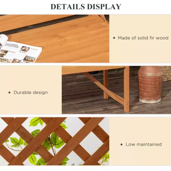 Outsunny Timber Patio Garden Bench Arbour - Natural - Image 4