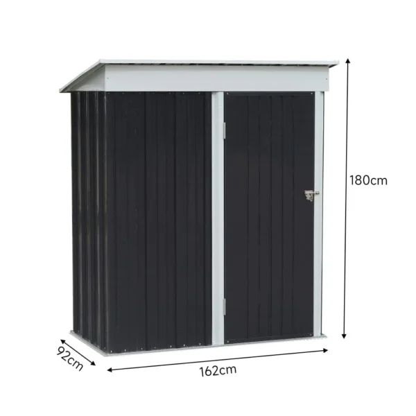 Living and Home 5x3 Metal Pent Shed - Charcoal Black (with built in shelving) - Image 2