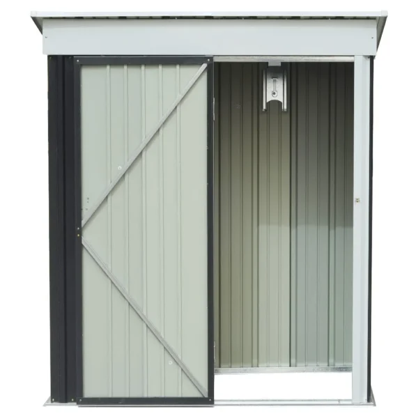 Living and Home 5x3 Metal Pent Shed - Charcoal Black (with built in shelving) - Image 9