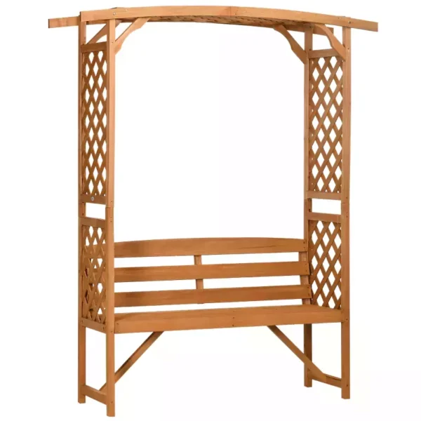 Outsunny Timber Patio Garden Bench Arbour - Natural