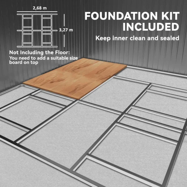 Outsunny 13ft x 11ft Metal Garden Shed with Foundation Grid -Grey - Image 13