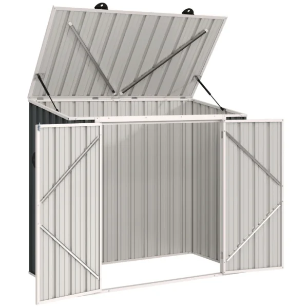 OutSunny 5x3 Double Metal Bin Store - Grey. - Image 8