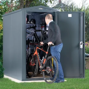 Asgard 3'x7' Sentry Heavy Duty Metal Bicycle Shed - with 3 Point Locking System & Bike Rack