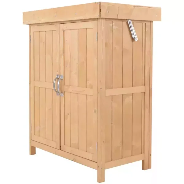 Outsunny Timber Outdoor Garden Cabinet - Natural