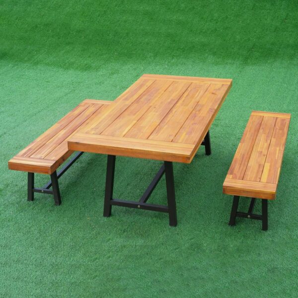 Outsunny 3 Piece Outdoor Table Set - Acacia Natural Wood - Image 6