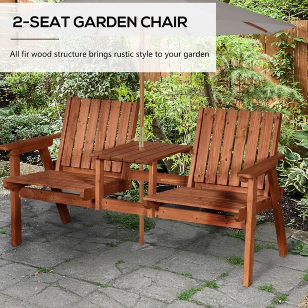 Outsunny 2-Seater Loveseat Furniture Wooden Garden Bench - Image 4