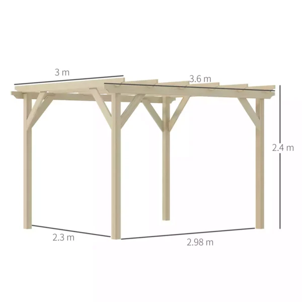 OutSunny 12' x 10' Timber Garden Pergola - Image 2