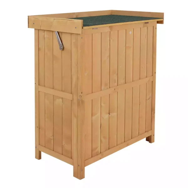 Outsunny Timber Outdoor Garden Cabinet - Natural - Image 8