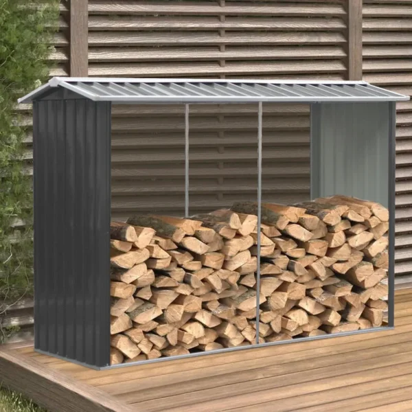 Living and Home 8x3 Metal Log Storage Shed - Image 2