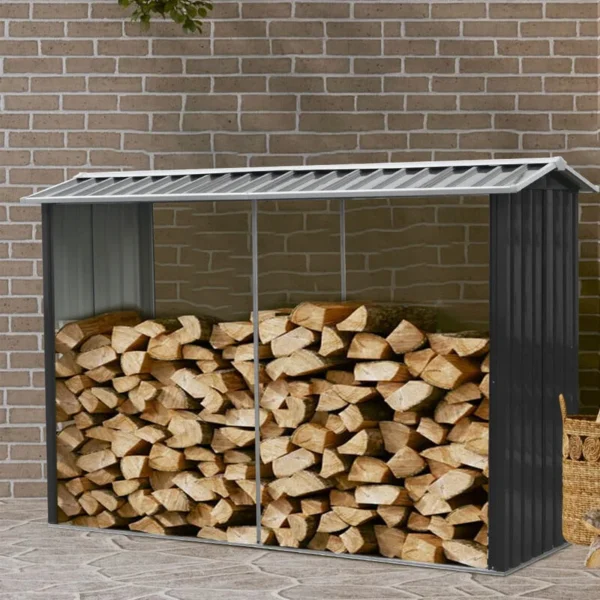 Living and Home 8x3 Metal Log Storage Shed - Image 4