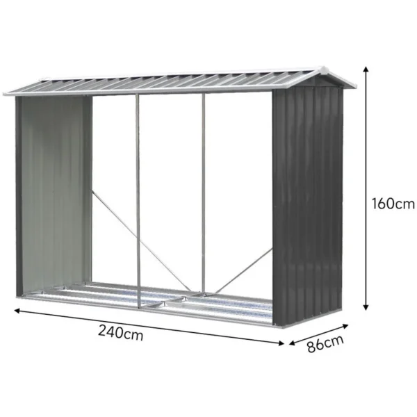 Living and Home 8x3 Metal Log Storage Shed - Image 6