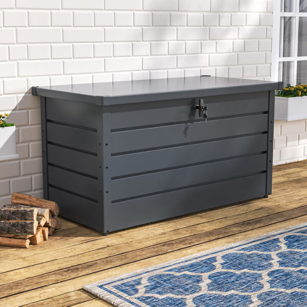 Living and Home Lockable Metal Storage Box - Grey